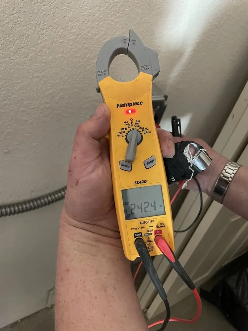 Voltage testing with clamp meter during Hot Tub / Pool Electrical Wiring in Maywood